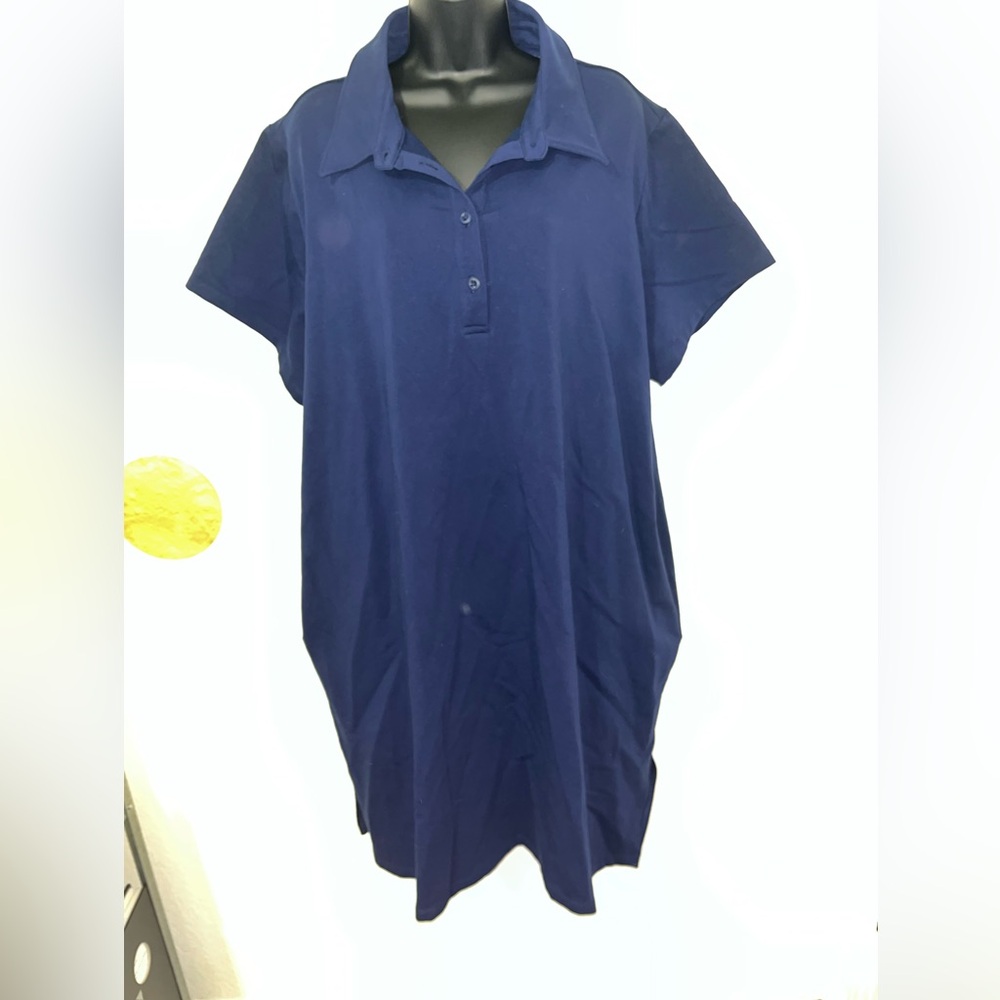 Universal Standard Navy Varsity French Terry Polo Dress